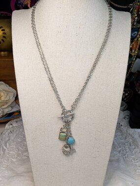 Jilzara Silver Charm Necklace – Lock & Key Polymer Clay Design